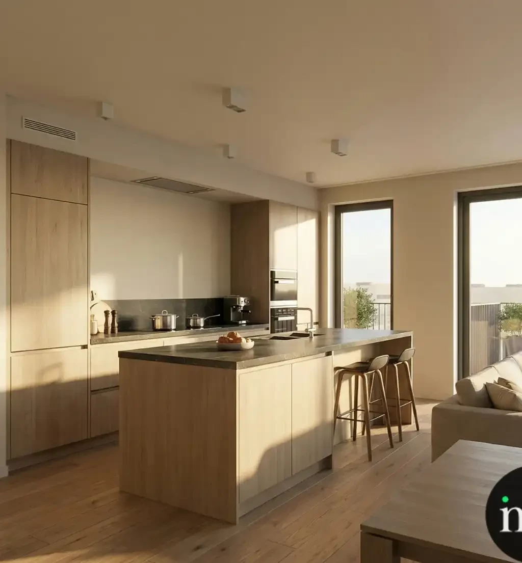 Kwalitatieve keuken in een nieuwbouwappartement van Residentie Taelemans in Dilbeek