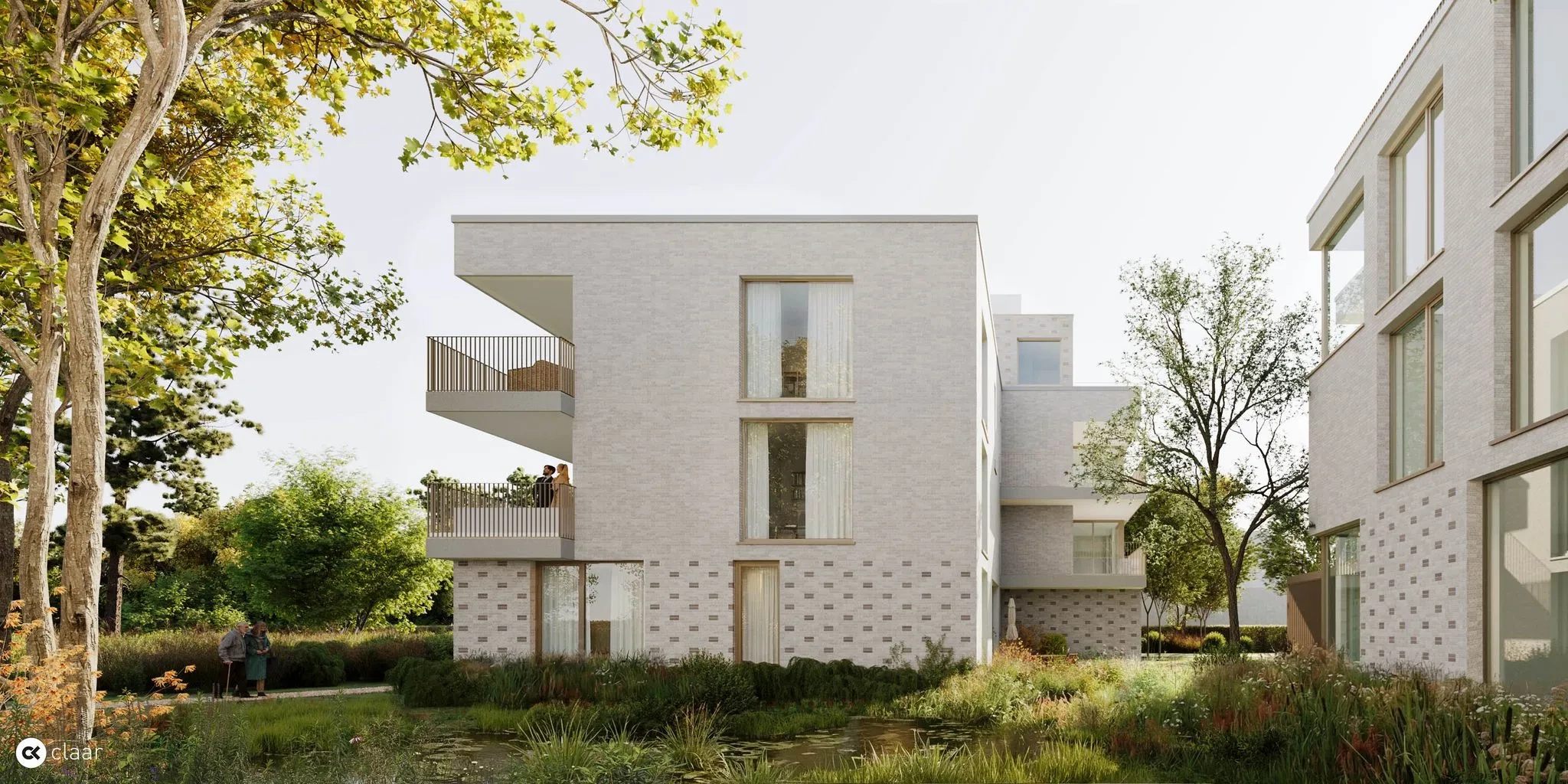 Exterieur van Residence 444 in The Collection Mechelen, groene parkomgeving