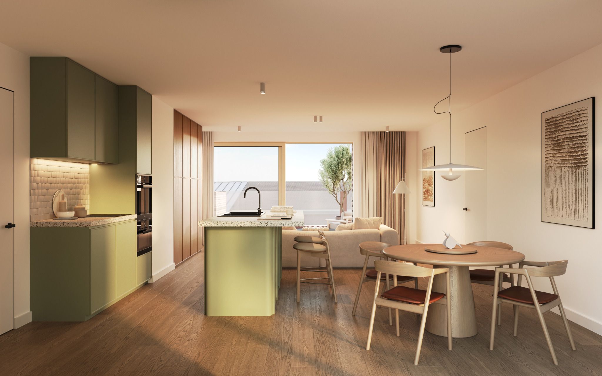 Afgewerkte keuken in een nieuwbouwappartement van Brauda in Wondelgem