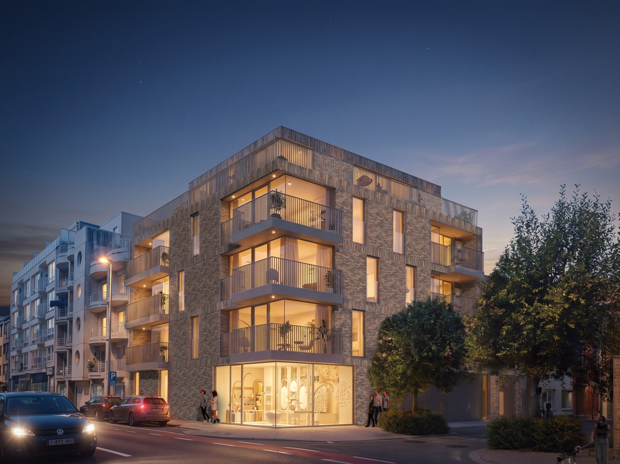 Exterieur detail van Residentie Maréa nieuwbouwappartement Mariakerke