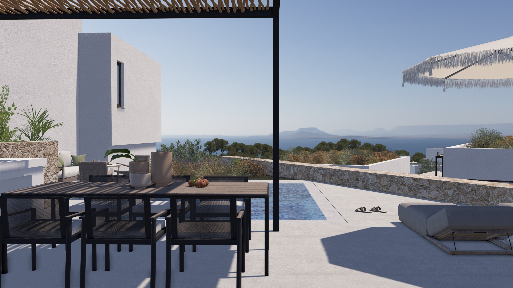 Terrasse der Villa mit Meerblick