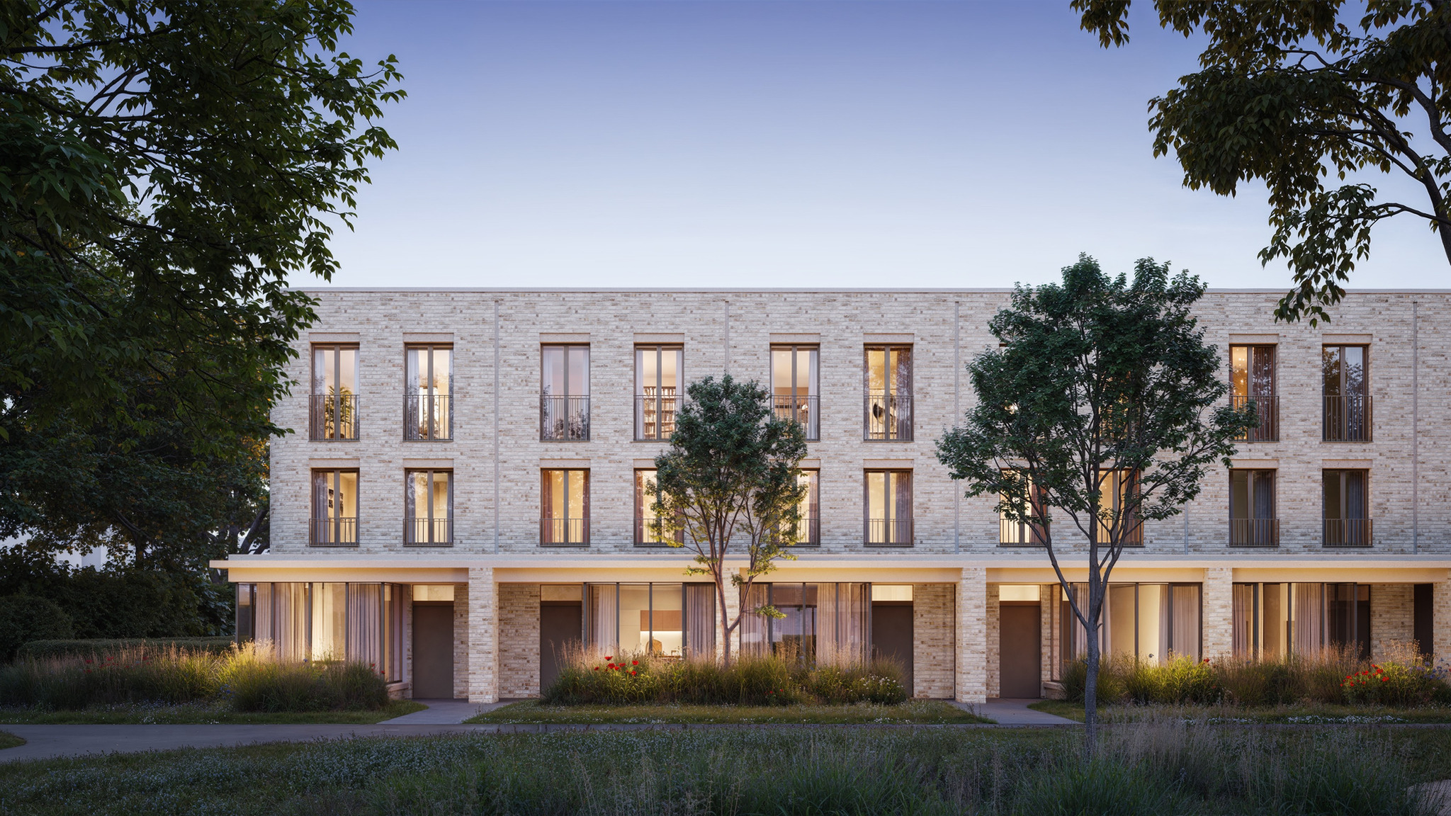 Moderne Architektur der Apartments in The Green, Gent