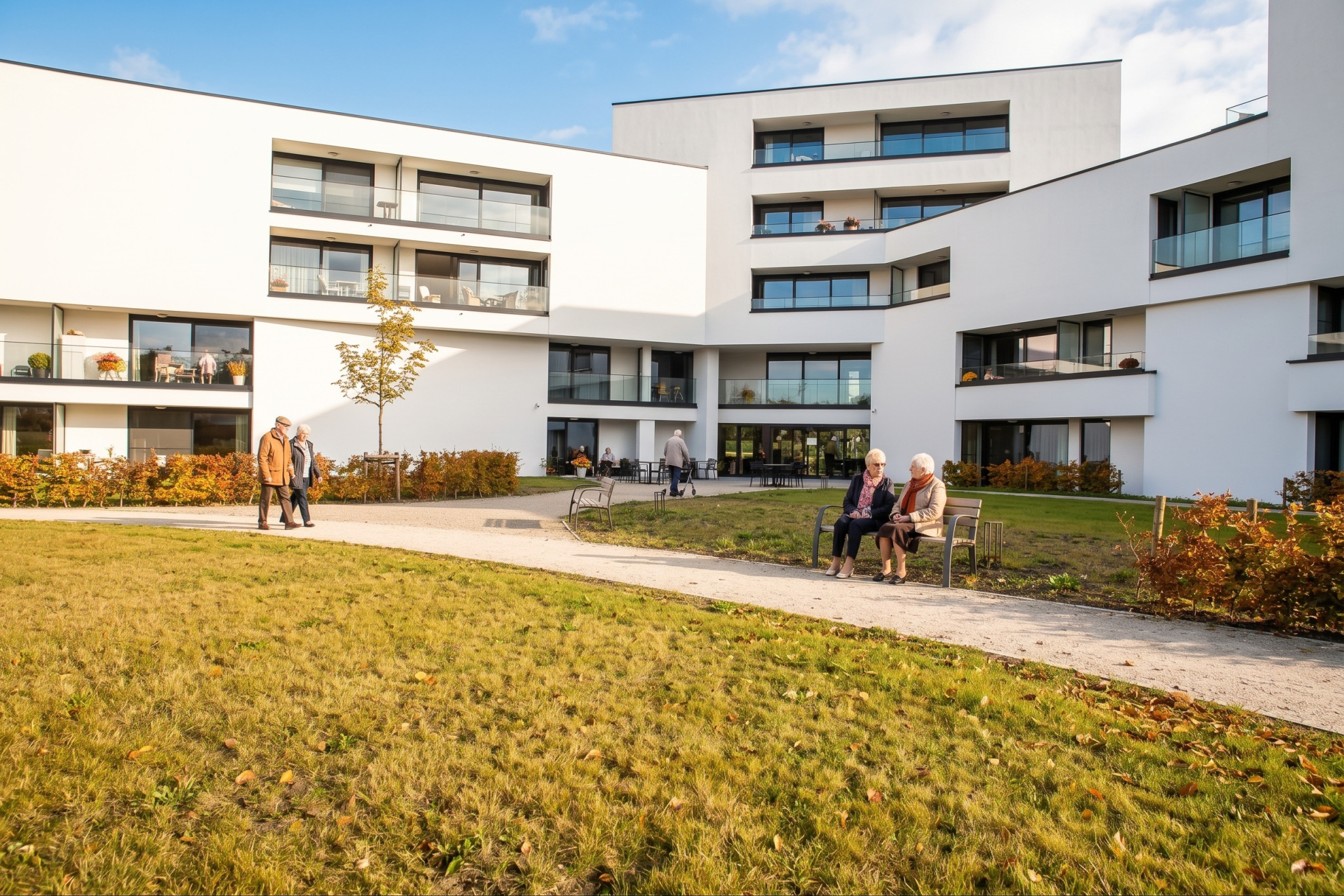 Gevel van Residentie Vijverhof in Zwevegem, een modern woonzorgproject