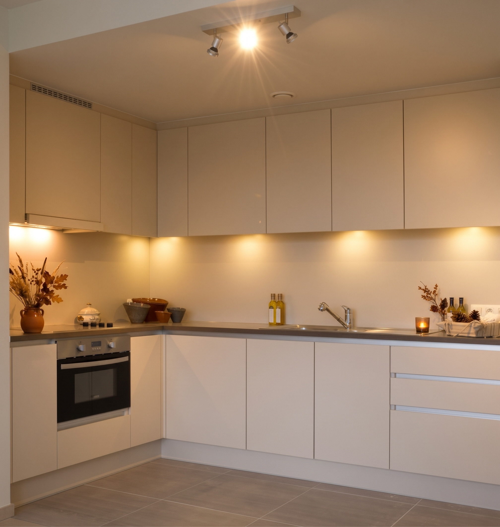 Moderne keuken met composiet werkblad in een assistentiewoning van Residentie Vijverhof Zwevegem