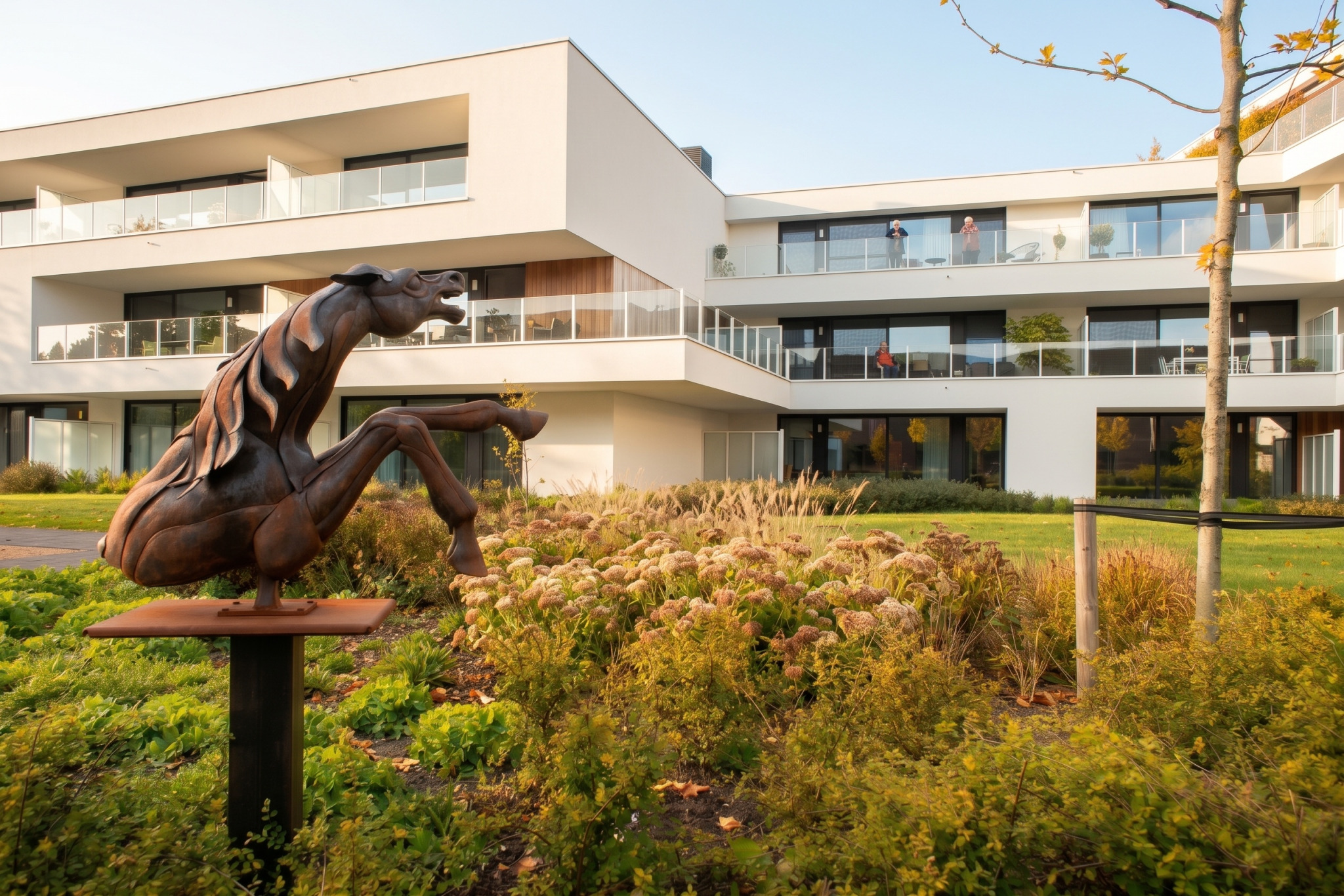 Groene buitentuin van Residentie Pur Sang in Waregem