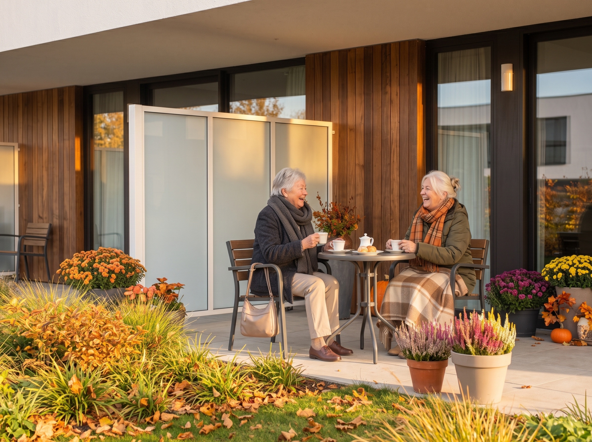 Overdekt terras bij een appartement van Residentie Pur Sang in Waregem